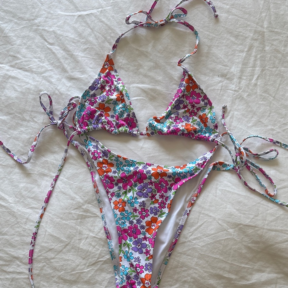 Vibrant Pink and Orange Two-Piece Bikini